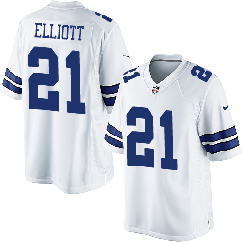 Men's Limited Ezekiel Elliott Nike Jersey White Road - #21 NFL Dallas Cowboys